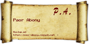 Paor Abony névjegykártya